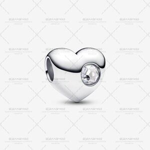 Pandora Engravable Clear Stone Heart Charm